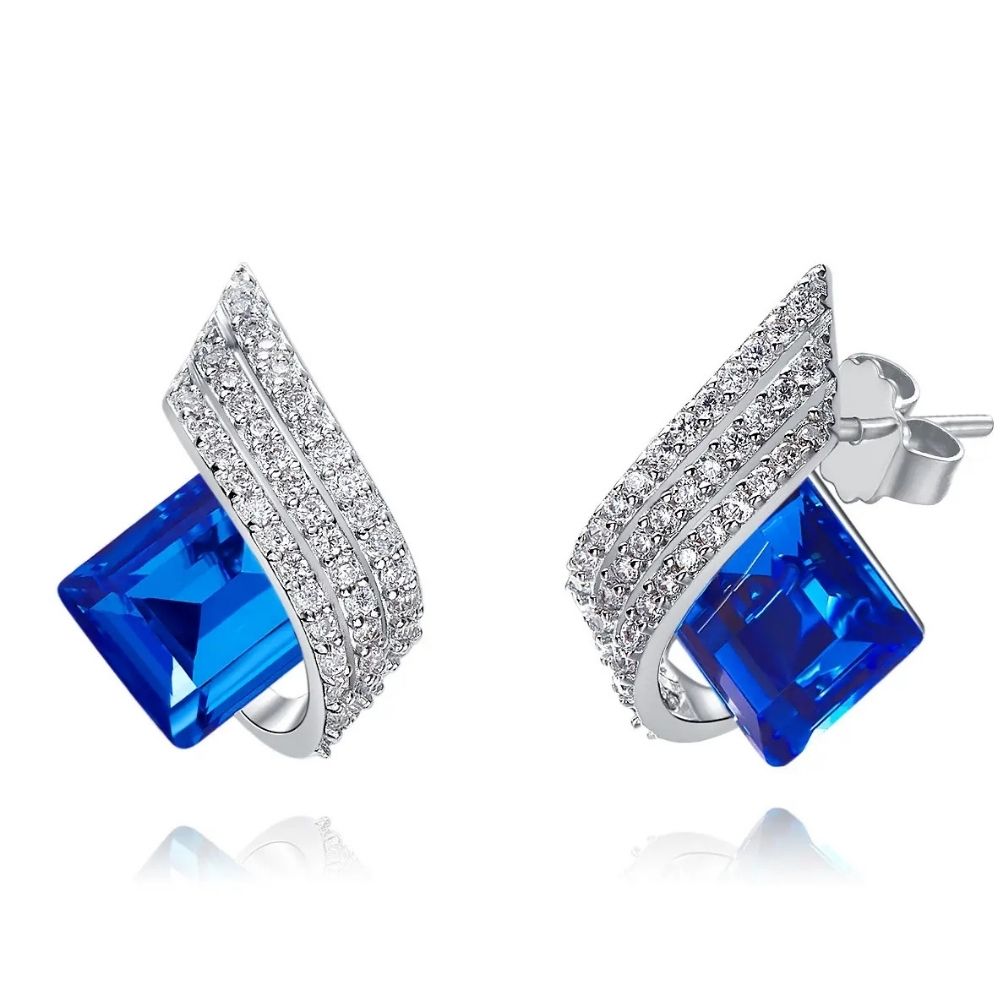 Kristal Taşlı Lacivert Kolye ve Kupe Set (Altın Kaplama) - N02314set Görseli
